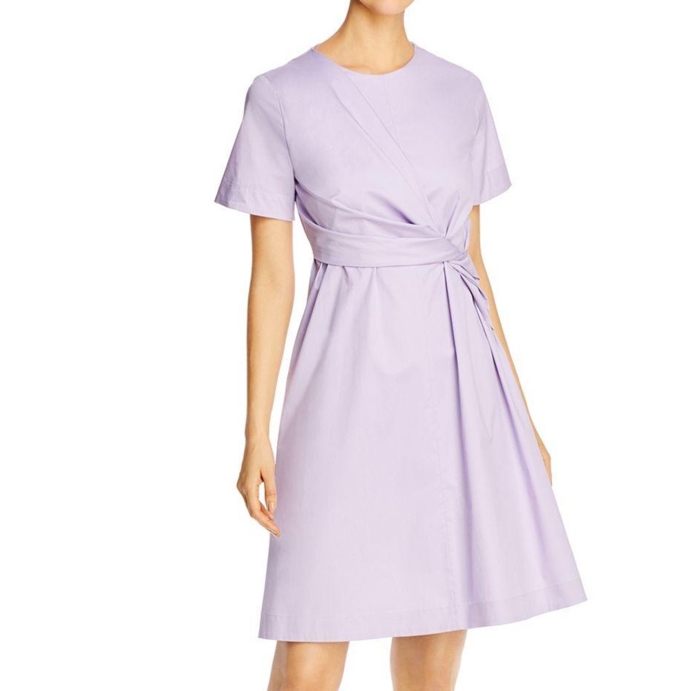 Hugo Boss Delanna Faux Wrap shift Dress‎ pastel purple short sleeve crew neck